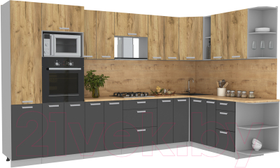 Готовая кухня Интерлиния Мила Лайт 1.88x3.4 правая - фото