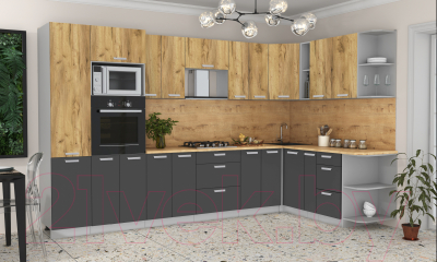 Готовая кухня Интерлиния Мила Лайт 1.88x3.4 правая