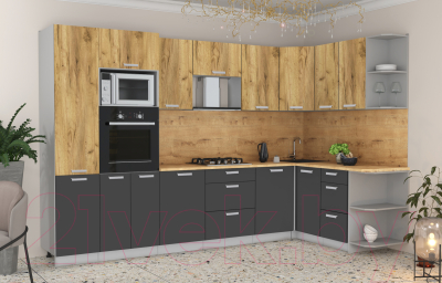 Готовая кухня Интерлиния Мила Лайт 1.88x3.2 правая