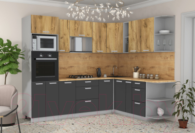 Готовая кухня Интерлиния Мила Лайт 1.88x2.6 правая