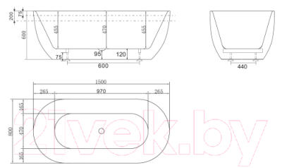 Ванна акриловая BelBagno BB70-1500-800-W/NM