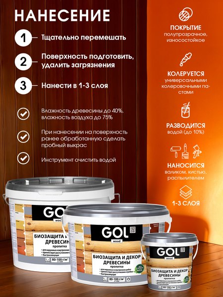 Пропитка для дерева GOL Wood Aqua Защитно-декоративная