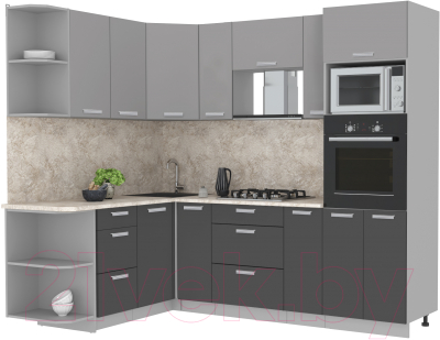 Готовая кухня Интерлиния Мила Лайт 1.68x2.4 левая - фото