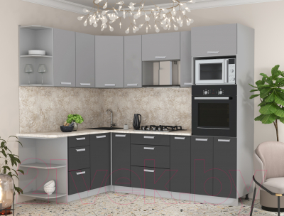 Готовая кухня Интерлиния Мила Лайт 1.68x2.4 левая