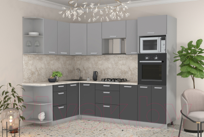 Готовая кухня Интерлиния Мила Лайт 1.68x2.6 левая