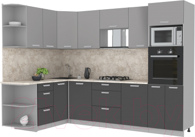 Готовая кухня Интерлиния Мила Лайт 1.68x2.8 левая - фото