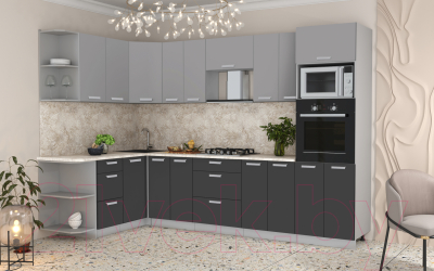 Готовая кухня Интерлиния Мила Лайт 1.68x3.0 левая