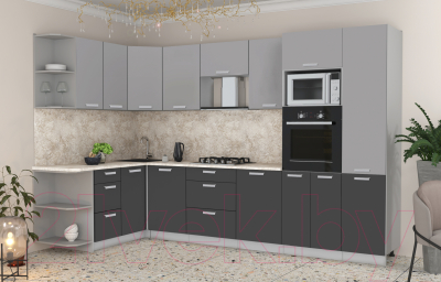 Готовая кухня Интерлиния Мила Лайт 1.68x3.2 левая