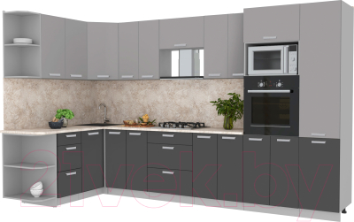 Готовая кухня Интерлиния Мила Лайт 1.68x3.4 левая - фото