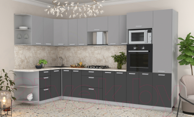 Готовая кухня Интерлиния Мила Лайт 1.68x3.4 левая