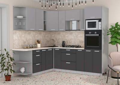 Готовая кухня Интерлиния Мила Лайт 1.88x2.4 левая