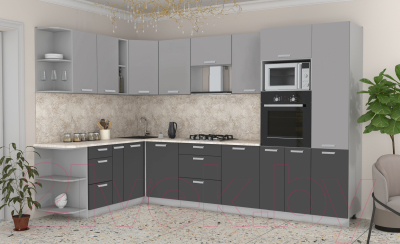 Готовая кухня Интерлиния Мила Лайт 1.88x3.2 левая 