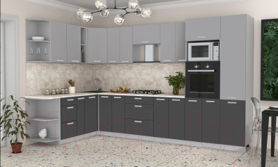 Готовая кухня Интерлиния Мила Лайт 1.88x3.4 левая