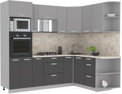 Кухонный гарнитур Интерлиния Мила Лайт 1.68x2.4 правая - фото