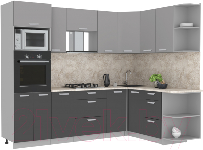 Готовая кухня Интерлиния Мила Лайт 1.68x2.6 правая - фото