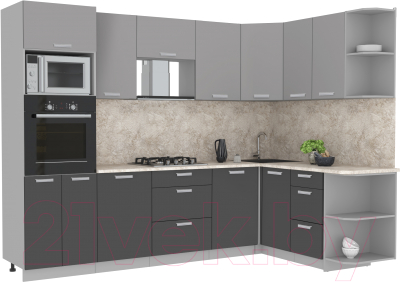 Готовая кухня Интерлиния Мила Лайт 1.68x2.8 правая - фото