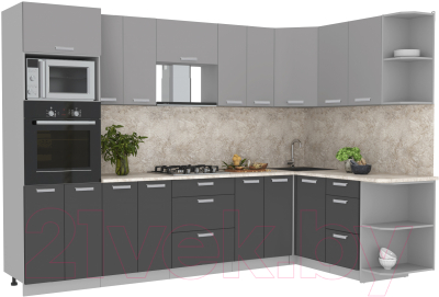 Готовая кухня Интерлиния Мила Лайт 1.68x3.0 правая - фото