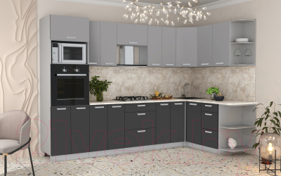 Готовая кухня Интерлиния Мила Лайт 1.68x3.0 правая