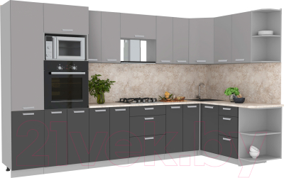 Готовая кухня Интерлиния Мила Лайт 1.68x3.4 правая - фото