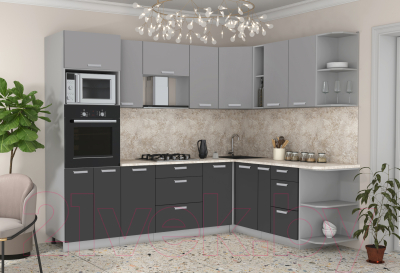 Готовая кухня Интерлиния Мила Лайт 1.88x2.6 правая