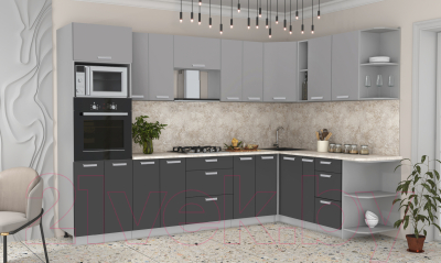 Готовая кухня Интерлиния Мила Лайт 1.88x3.0 правая