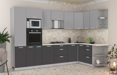 Готовая кухня Интерлиния Мила Лайт 1.88x3.2 правая