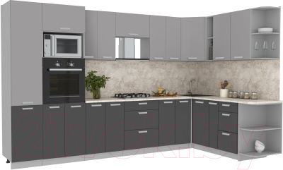 Готовая кухня Интерлиния Мила Лайт 1.88x3.4 правая - фото