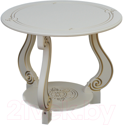 Журнальный столик Мебелик Грация М (слоновая кость/золото) - фото