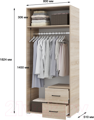 Шкаф Горизонт Мебель Victor 2ств 2ящ