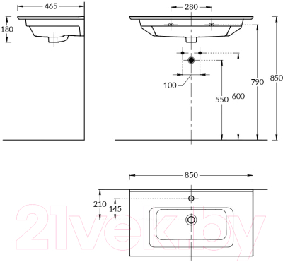 Умывальник Kerama Marazzi Piano / PI.wb.85