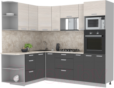 Готовая кухня Интерлиния Мила Лайт 1.68x2.4 левая - фото