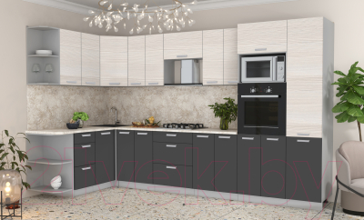 Готовая кухня Интерлиния Мила Лайт 1.68x3.4 левая