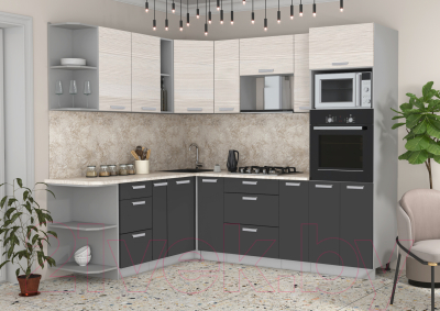 Готовая кухня Интерлиния Мила Лайт 1.88x2.4 левая