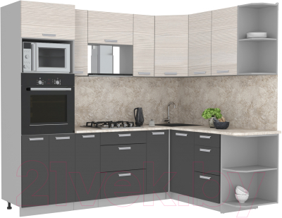 Готовая кухня Интерлиния Мила Лайт 1.68x2.4 правая - фото