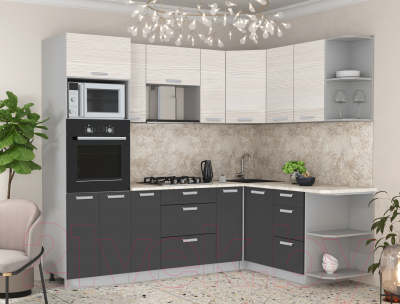 Готовая кухня Интерлиния Мила Лайт 1.68x2.4 правая