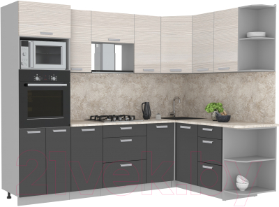 Готовая кухня Интерлиния Мила Лайт 1.68x2.6 правая - фото