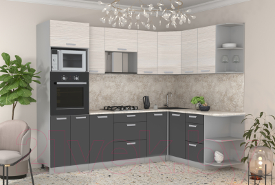 Готовая кухня Интерлиния Мила Лайт 1.68x2.6 правая