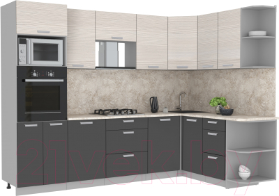 Готовая кухня Интерлиния Мила Лайт 1.68x2.8 правая - фото