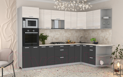 Готовая кухня Интерлиния Мила Лайт 1.68x3.0 правая