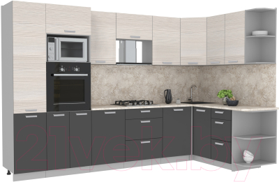 Готовая кухня Интерлиния Мила Лайт 1.68x3.2 правая - фото