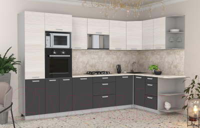 Готовая кухня Интерлиния Мила Лайт 1.68x3.2 правая