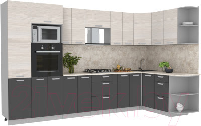 Готовая кухня Интерлиния Мила Лайт 1.68x3.4 правая - фото