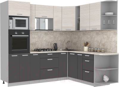 Готовая кухня Интерлиния Мила Лайт 1.88x2.4 правая - фото