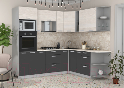 Готовая кухня Интерлиния Мила Лайт 1.88x2.4 правая