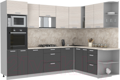 Готовая кухня Интерлиния Мила Лайт 1.88x2.8 правая - фото