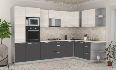 Готовая кухня Интерлиния Мила Лайт 1.88x3.2 правая