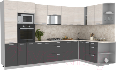 Готовая кухня Интерлиния Мила Лайт 1.88x3.4 правая - фото