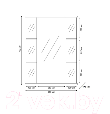 Шкаф с зеркалом для ванной Tivoli Герда 55 R