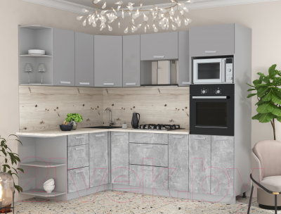 Готовая кухня Интерлиния Мила Лайт 1.68x2.4 левая