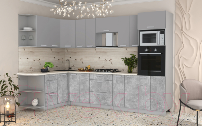 Готовая кухня Интерлиния Мила Лайт 1.68x3.0 левая